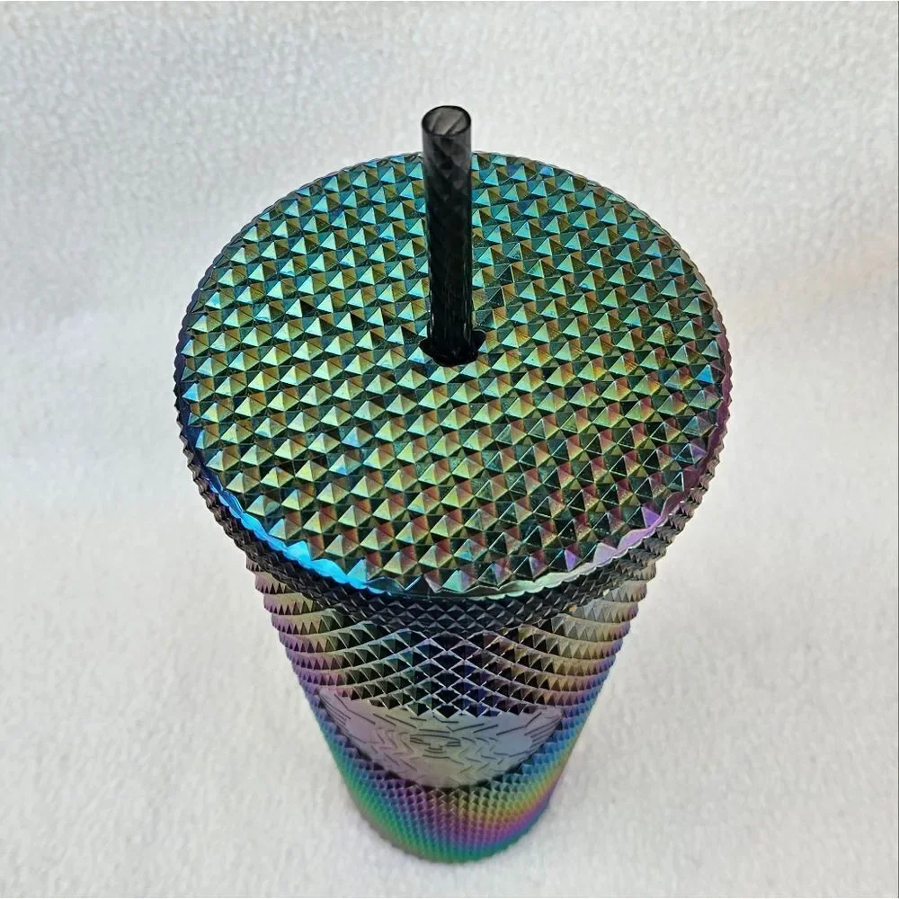 Starbucks Iridescent Oil Slick Rainbow Finish Studded Tumbler 24oz